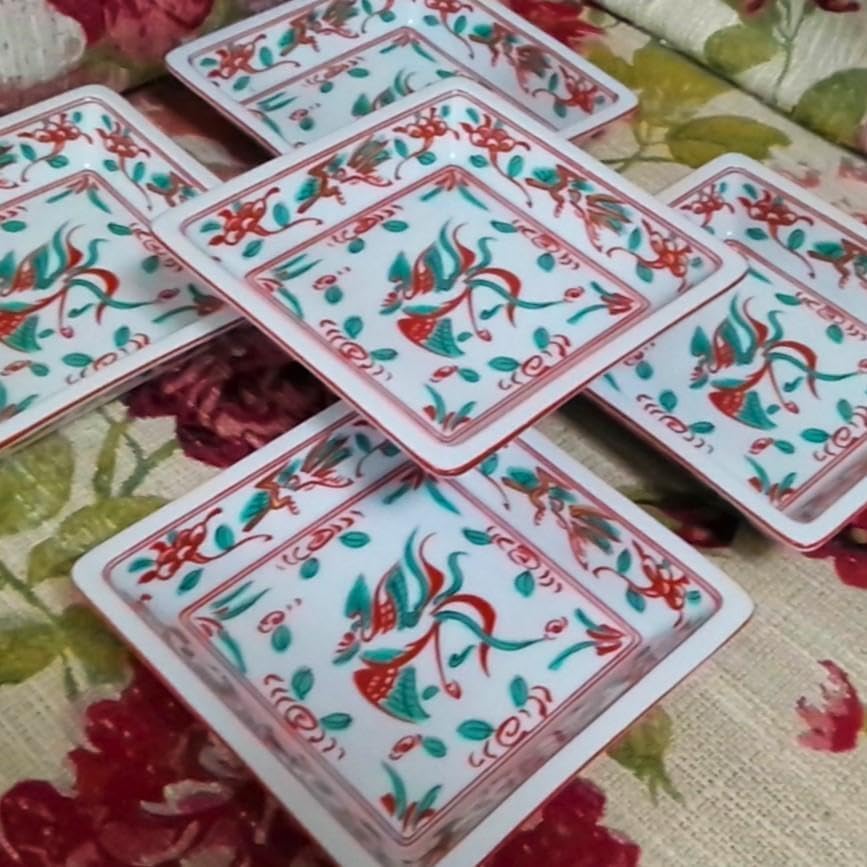 たち吉 赤絵 花鳥 和皿 5枚セット たち吉赤絵花鳥中皿5枚セット